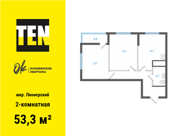 Квартира 53,3 м², 2-комнатная - изображение 1