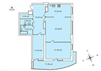 Квартира 124,5 м², 3-комнатная - изображение 1