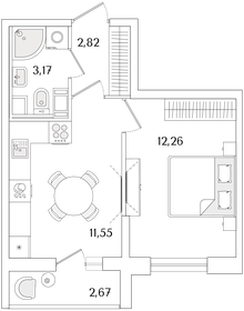 Квартира 31,1 м², 1-комнатная - изображение 1