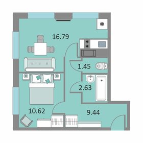 Квартира 40,5 м², 1-комнатные - изображение 1