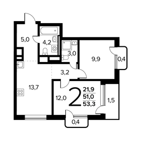 54,5 м², 2-комнатная квартира 12 300 000 ₽ - изображение 73