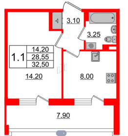 Квартира 28 м², 1-комнатная - изображение 3