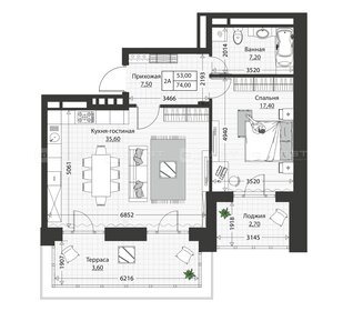 Квартира 73 м², 2-комнатная - изображение 1