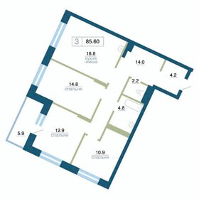 Квартира 85,6 м², 3-комнатная - изображение 1