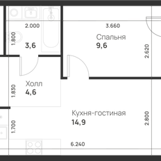 Квартира 33,2 м², 1-комнатная - изображение 2