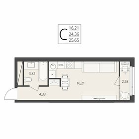 Квартира 25,7 м², студия - изображение 1