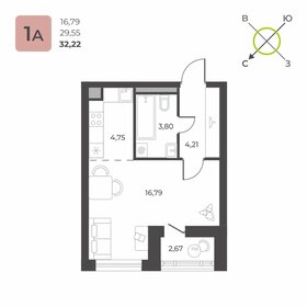 Квартира 32,2 м², студия - изображение 1