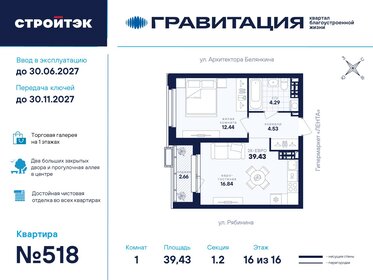 Квартира 39,4 м², 1-комнатная - изображение 1