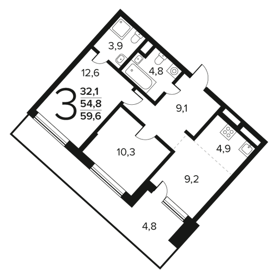 59,6 м², 3-комнатная квартира 18 347 000 ₽ - изображение 46
