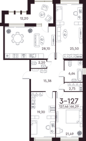 Квартира 127,3 м², 3-комнатная - изображение 1