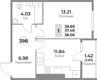 Квартира 37,5 м², 1-комнатная - изображение 1