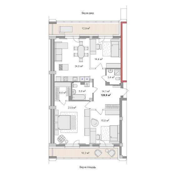 128,7 м², 4-комнатная квартира 18 380 000 ₽ - изображение 24