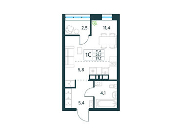 Квартира 29,2 м², студия - изображение 1