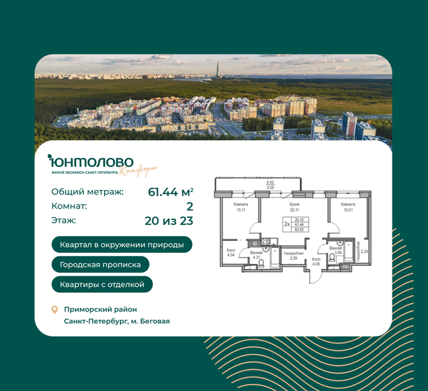 65,6 м², 2-комнатная квартира 16 959 060 ₽ - изображение 7