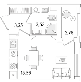 Квартира 23,7 м², студия - изображение 1