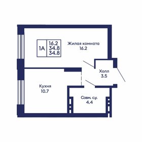 Квартира 34,8 м², 1-комнатная - изображение 1