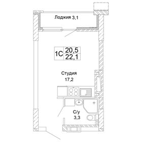 Квартира 22,1 м², 1-комнатная - изображение 1