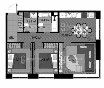 Квартира 67,5 м², 2-комнатные - изображение 1