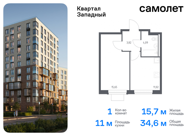 34,6 м², 1-комнатная квартира 6 515 728 ₽ - изображение 24