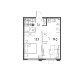 Квартира 36,4 м², 1-комнатная - изображение 1