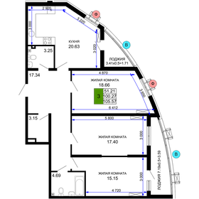 Квартира 106,3 м², 3-комнатная - изображение 1