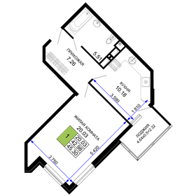 Квартира 46,2 м², 1-комнатная - изображение 1
