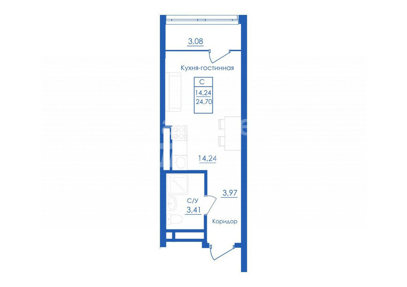 40 м², 1-комнатная квартира 3 800 000 ₽ - изображение 15