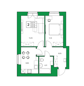Квартира 47,2 м², 2-комнатная - изображение 1