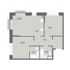 Квартира 61,6 м², 3-комнатная - изображение 4