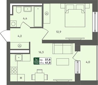 Квартира 37 м², 1-комнатная - изображение 1