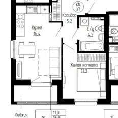 Квартира 37 м², 1-комнатная - изображение 2
