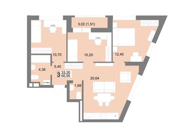 Квартира 67 м², 3-комнатная - изображение 1