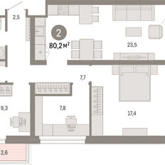 Квартира 80,2 м², 2-комнатная - изображение 3
