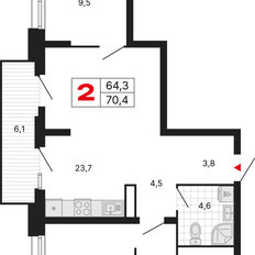 Квартира 70,4 м², 2-комнатная - изображение 2