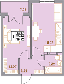 Квартира 39,5 м², 1-комнатная - изображение 1