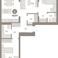 Квартира 79,6 м², 2-комнатная - изображение 3