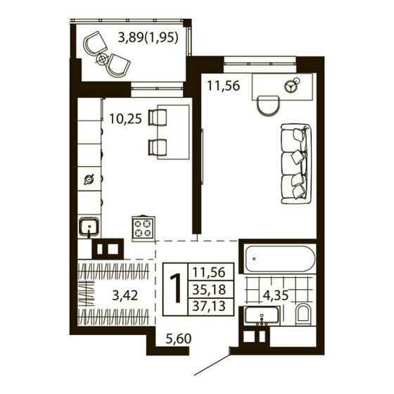 25 м², 1-комнатная квартира 4 800 000 ₽ - изображение 105