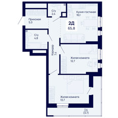 Квартира 65,8 м², 2-комнатная - изображение 2