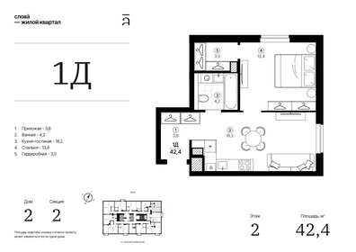 Квартира 42,4 м², 1-комнатная - изображение 1