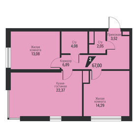 Квартира 67 м², 2-комнатная - изображение 2
