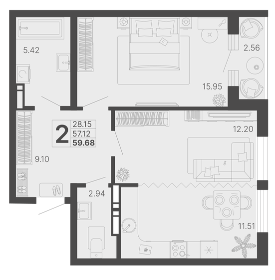58 м², 2-комнатная квартира 13 000 000 ₽ - изображение 76