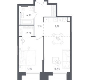 Квартира 52,5 м², 1-комнатные - изображение 1