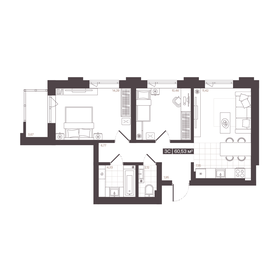 Квартира 60,5 м², 3-комнатная - изображение 1