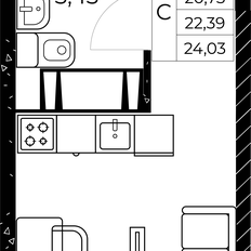 Квартира 24 м², студия - изображение 3