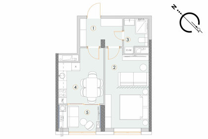 Квартира 42,9 м², 1-комнатная - изображение 1