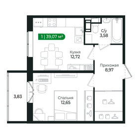 Квартира 37,7 м², 1-комнатная - изображение 1