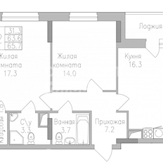 Квартира 65,7 м², 2-комнатная - изображение 2