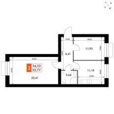 Квартира 55,8 м², 2-комнатная - изображение 2
