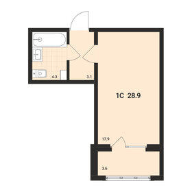 Квартира 28,9 м², 1-комнатная - изображение 1
