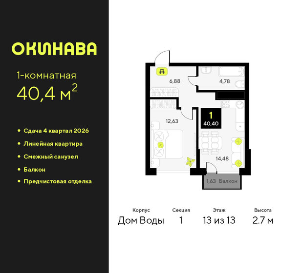41,8 м², 1-комнатная квартира 8 680 000 ₽ - изображение 36